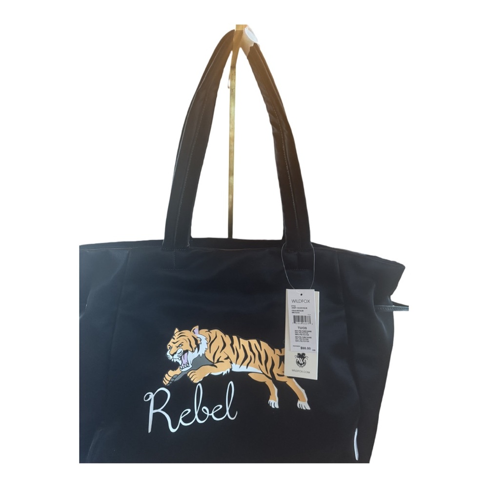 New Wildfox Black Rebel Tiger Zipper Tote Bag - Picture 3 of 12